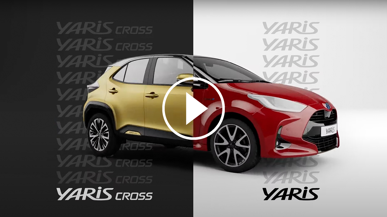 Yaris Cross jaune et Yaris rouge