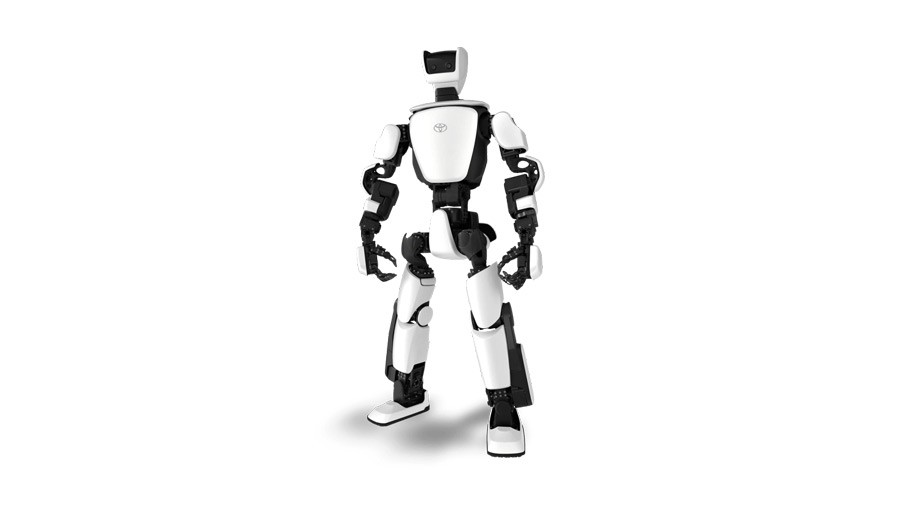 A humanoid robot from Toyota called T-HR3 with white body panels and black moving joints.